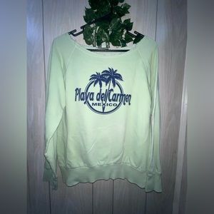 *CLEARANCE* American Vintage light lime green off shoulder sweater Medium
